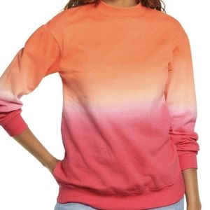 BP. Dip Dye Ombré Crewneck Cotton Blend Sweatshirt In Red